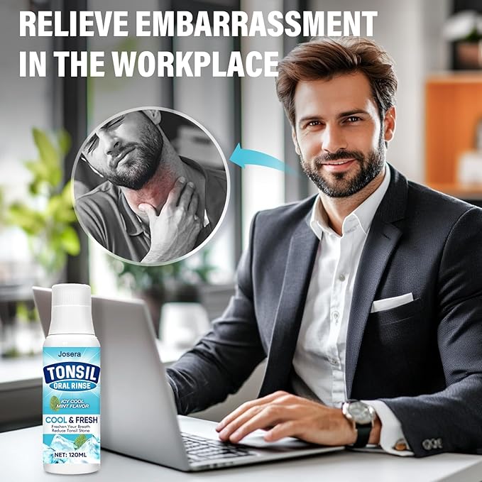 Tonsil Stone Mouthwash, Tonsil Stone Remover Helps Remove Stones, Eliminate Bad Breath, Soothe Throat & Relieve Dry Mouth, 120 ML