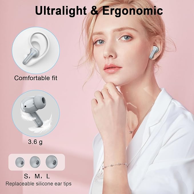 Wireless Headphones, 2025 Bluetooth 5.4 Earbuds 3D Hi-Fi Stereo Bass Ear Buds, 4 ENC Noise Cancelling Mic, 40H in-Ear Earphone Sport, IP-X7 Waterproof Workout Gym for Android iOS Laptop Pad-StrideForce Fitness