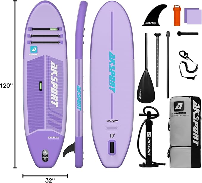 AKSPORT Inflatable Stand Up Paddle Board, SUP Board with All Accessories, Wide Stable Design, Non-Slip Deck, Inflatable Paddle Boards for Youth & Adult-StrideForce Fitness