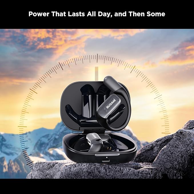 BUGANI Open Ear Headphones Wireless Earbuds,5.4 Bluetooth Headphones, IPX5 Waterproof Ear Buds for Running Workout Cycling Gift (Black)-StrideForce Fitness