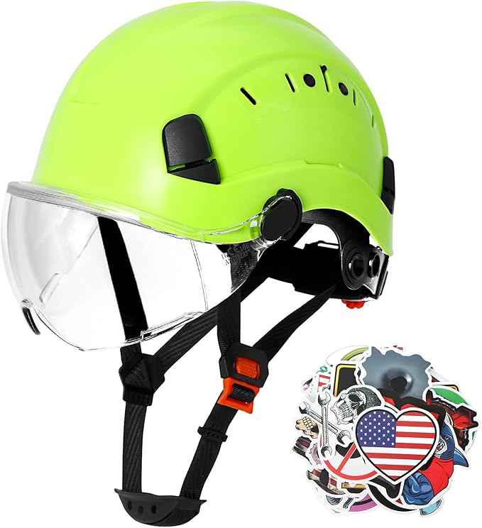 AOLAMEGS ABS Safety Hard Hat - ANSI Z89.1 Approved Safety Helmet with Visor Adjustable Vented Hardhat for Men Women Adults Safety Hardhats for Industrial Construction Work (Bright Yellow Clear Visor)-StrideForce Fitness
