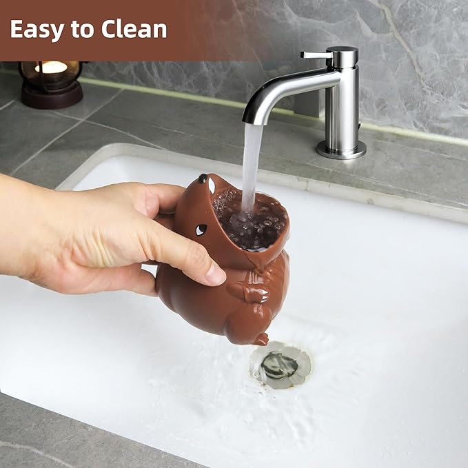 Kids Toothbrush Holder Toothbrush Organizer – Durable Silicone Animal Tooth Brush Holder – Easy to Clean Toothbrush and Toothpaste Holder – Toothbrush Holders for Bathrooms by Lily’s Home - Squirrel