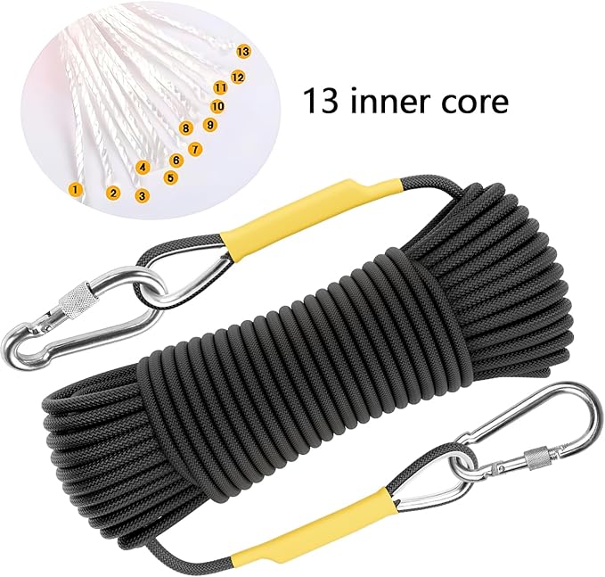 X XBEN Outdoor Climbing Rope 10M(32ft) 20M(64ft) 30M(96ft) 50M(160ft) 70M(230ft) 152M(500FT) 352M(1000FT) Static Rock Climbing Rope for Escape Rope Ice Climbing Equipment Fire Rescue Parachute-StrideForce Fitness