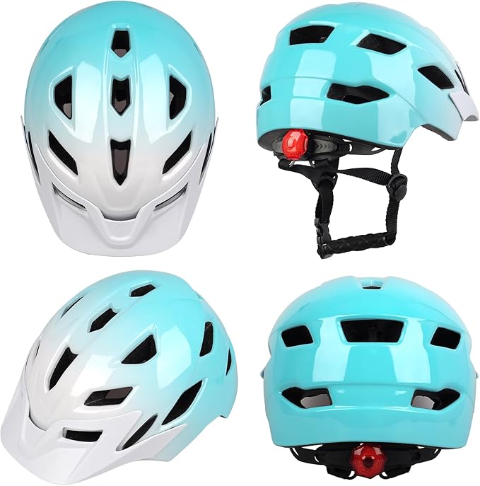 Kids Bike Helmet,Bavilk Kids Boys Girls Bike Helmets with LED Light Detachable Visor Children Youth Teen Multi-Sport for Skating Cycling Scooter Skateboard Adjustable & Lightweight 19.7"-22.4"-StrideForce Fitness