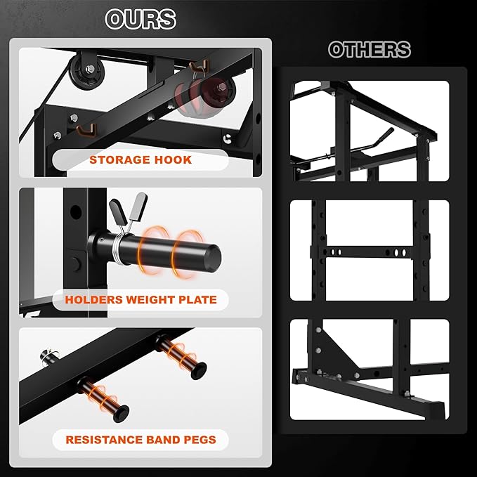 S21 Power Cage, Multi-Function Power Rack with Adjustable Cable Crossover System, 2000LBS Squat Rack for Home Gym with More Training Attachments-StrideForce Fitness
