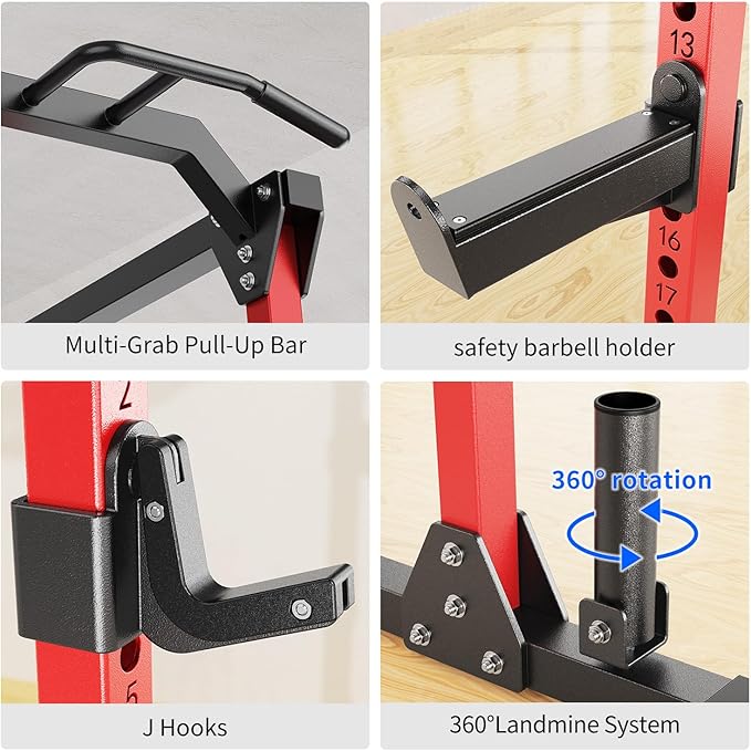 Power Rack Power Cages Multi-Function Squat Rack with Cable Crossover System Selectable More Training Attachment Weight Cage for Garage Home Gym-StrideForce Fitness