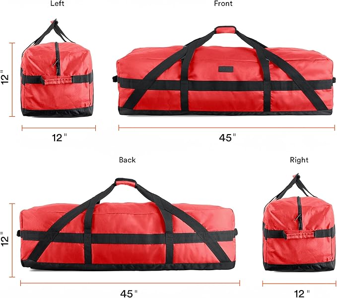 Fitdom 106L 45" Heavy Duty Extra Large Duffle with Upgrade Zipper, Durable & Water Resistant. Perfect as Camping Travel Storage Tent Storage Sports Equipment Bag For Coaches & More-StrideForce Fitness