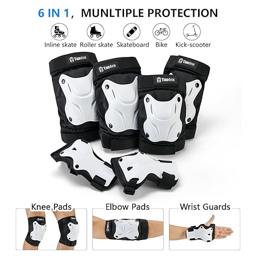 Skating Protective Gear Kids Toddler Knee Pads and Elbow Pads Set, Bike Protection for Kids Wrist Guards for Roller Skating Skateboarding Cycling White-StrideForce Fitness