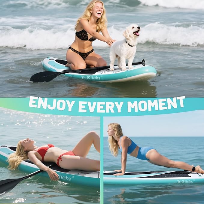 10' Inflatable Stand Up Paddle Board, Ultra-Light Wide Yoga Board for All Skill Levels with Premium SUP Paddleboard Accessories, 84L Waterproof Bag, Non-Slip Comfort Deck for Youth & Adults-StrideForce Fitness