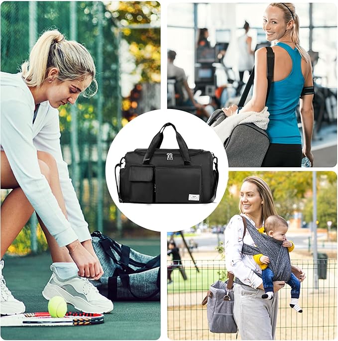 FIORETTO Women's Gym Duffle Bag with Shoes Compartment, 37L Capacity, Ideal for Travel, Gym, Sports, Duffel, Weekender-StrideForce Fitness