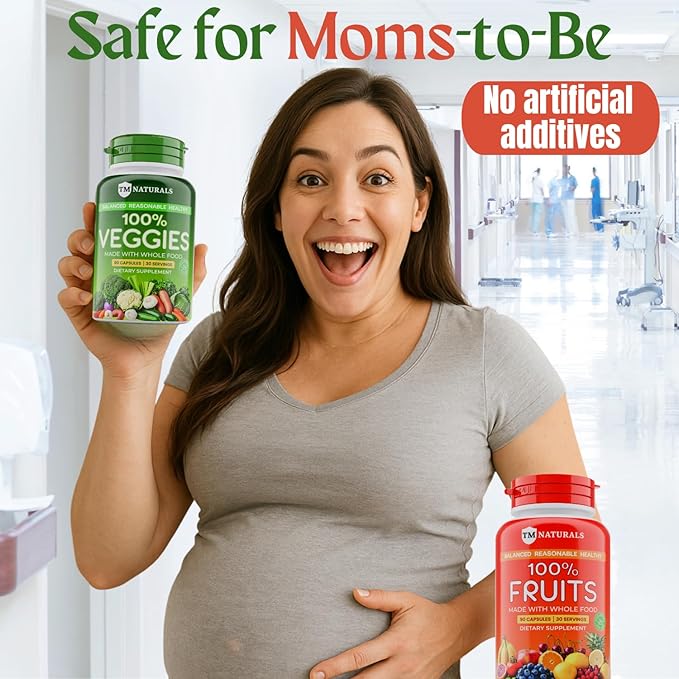 Fruit and Veggies Supplement Vitamins for Men and Women - Super Fruits and Veggies Capsules to Support Balanced Nutrition and Energy Levels - Whole Natural Super Foods 90 Count (Pack of 2)-StrideForce Fitness