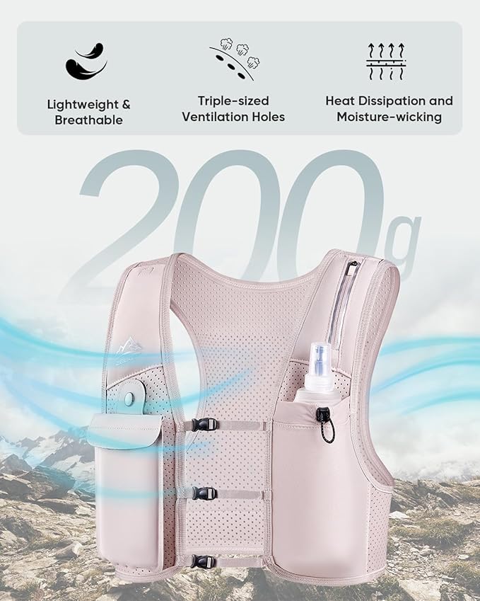 Running Vest for Women Men, USA Original Patent, Adjustable Chest Straps Running Hydration Vest with 500ml Soft Flask, Lightweight Reflective Hydration Backpack for Marathon-StrideForce Fitness