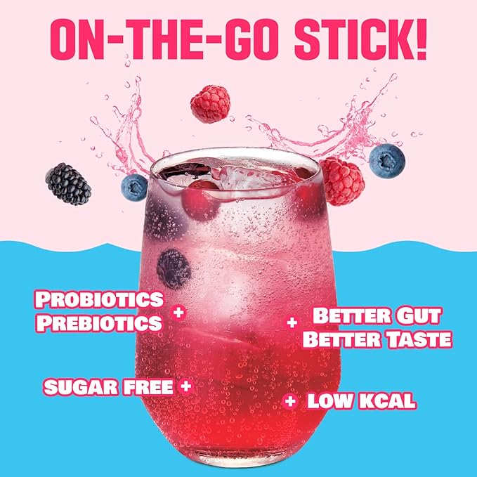 TEAZEN Berry Kombucha Tea, Hydration Drink Mix, Sugar Free, Live Probiotics & Prebiotics, 10 Sticks, 1.76oz-StrideForce Fitness