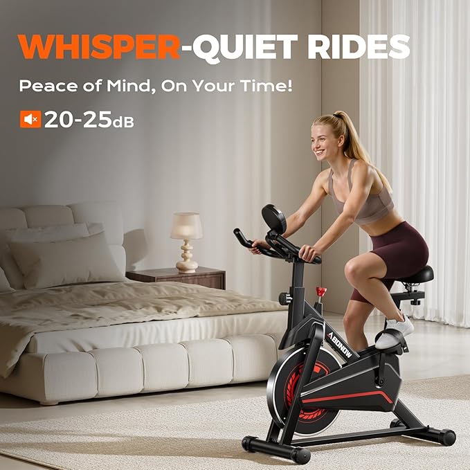 Exercise Bike, Adjustable Magnetic Resistance Stationary Bikes for Home with App Compatible, Indoor Cycling Bike with 300lbs Capacity Compact, Extra Comfort Seat & Tablet Mount-StrideForce Fitness