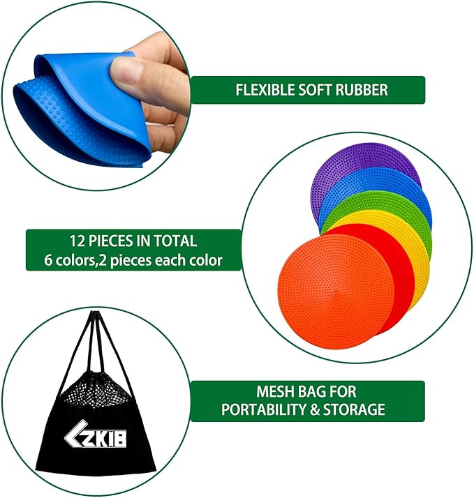 Spot Markers 4.72/9 Inch 12/24/36 Pcs Anti-Slip Agility Floor Markers,Colorful Flat Field Gym Classroom Floor Spots Set for Indoor Outdoor Soccer Basketball Sports Speed Training and Drills