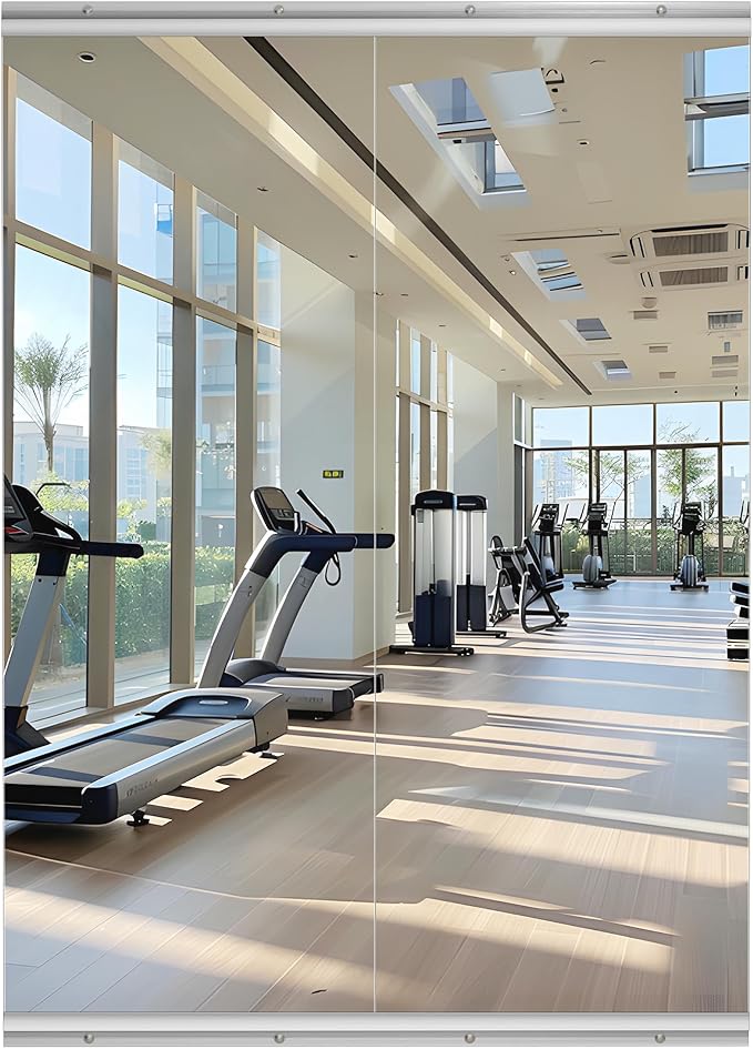 Hasipu Home Gym Mirror 55" L x 21" W - 2PCS Large Full Body Mirror for Yoga, Wall-Mounted Mirrors for Fitness, Garage, Dance Studio, 0.16in Tempered Glass Frameless-StrideForce Fitness