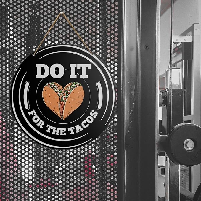 Gym Sign Decor, Home Gym Sign, Workout Room Fitness Room Decor Gym Sign Decoration, Gym Gift for Trainer Exercise Lover, Do It for The Tacos-StrideForce Fitness