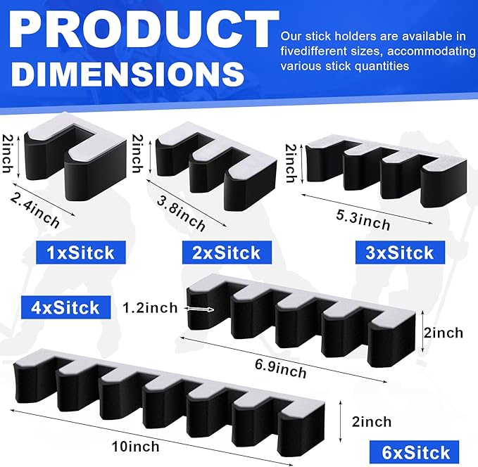 Yousoontic Hockey Stick Holder Wall Mount, 1-6 Stick Capacity, Ice and Field Hockey Organizer (Decor & Storage 2-in-1) for Home Garage Room Office Sports Decoration-StrideForce Fitness