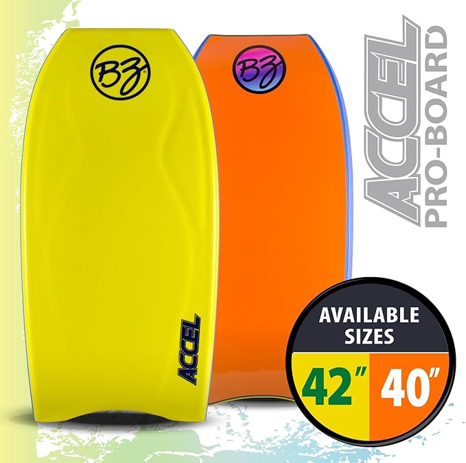 BZ Bodyboards - Accel Pro Board - Crescent Tail, Slick Bulbs, Contoured Deck Cutting Edge, High Performance - Advanced Riders-StrideForce Fitness