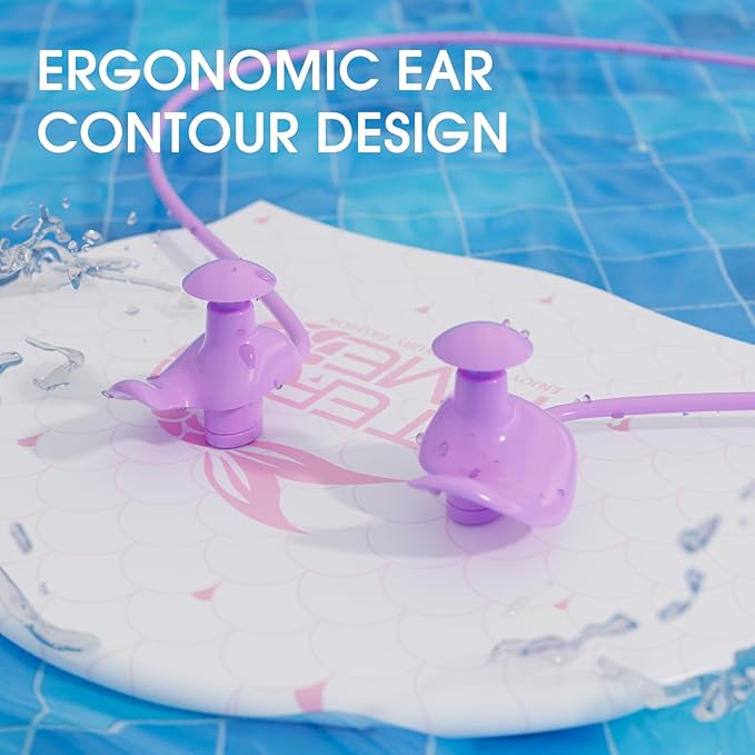 WATERTIME Waterproof Swimming Neckband Ear Plugs for Adults - Reusable Silicone Ear Plugs for Women & Men, Keep Ear Water Out for Swimming, Showering, Water Sports (Yellow, One Size)-StrideForce Fitness