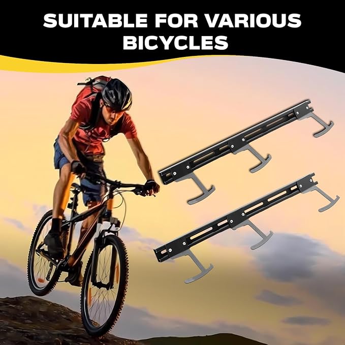 Bike Storage Rack Wall Mount Bike Rack | Steel Bike Mount Wall | Adjustable Bike Hangers for Garage (6 Bike Rack)-StrideForce Fitness