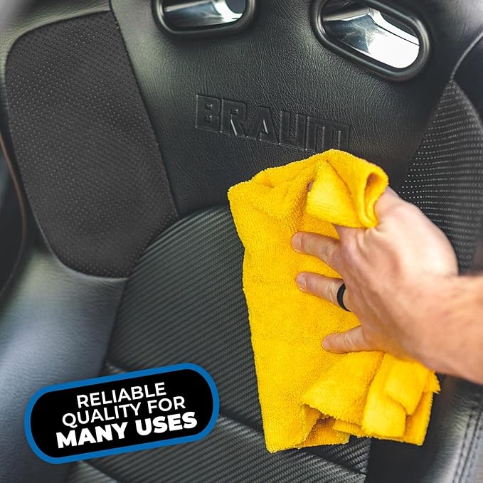 The Rag Company - Edgeless 365 Microfiber Towels (10-Pack) Premium 70/30 Blend, Professional Polishing, Wax Removal, Auto Detailing, 365gsm, 16in x 16in, Gold-StrideForce Fitness