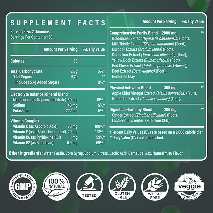 Detox Cleanse Gummies - Liver, Gut, Kidney Cleanse Detox & Repair, Rapid & Effective Full Body Cleanse Best for Women and Men with Milk Thistle - Natural Plant-Based Detox Supplement, 60 Gummies-StrideForce Fitness