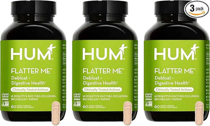HUM Flatter Me Digestive Enzymes Bloating Supplement - Fast-Acting Bloat Relief for Digestive Health, Debloating Multi Enzyme, Bloat Pills, Anti Bloat Pills, Vegan 180 Servings-StrideForce Fitness