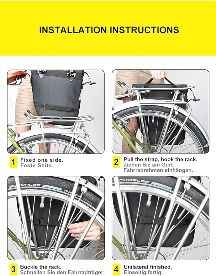 Rhinowalk Bike Pannier Bag Set for Bicycle Cargo Rack Saddle Bag Shoulder Bag Laptop Pannier Rack Bicycle Bag Professional Cycling Accessories 3 in 1-StrideForce Fitness