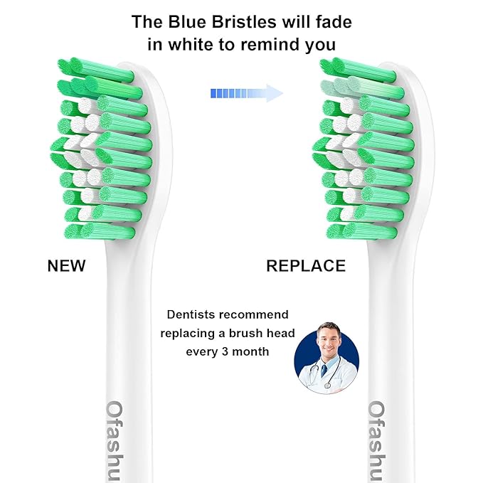 Replacement Heads for Philips Sonicare E-Series - Ofashu Brush Head Compatible with Essence Xtreme Elite Advance 7022 5610 White, 6 Packs Screw-on Electric Toothbrush