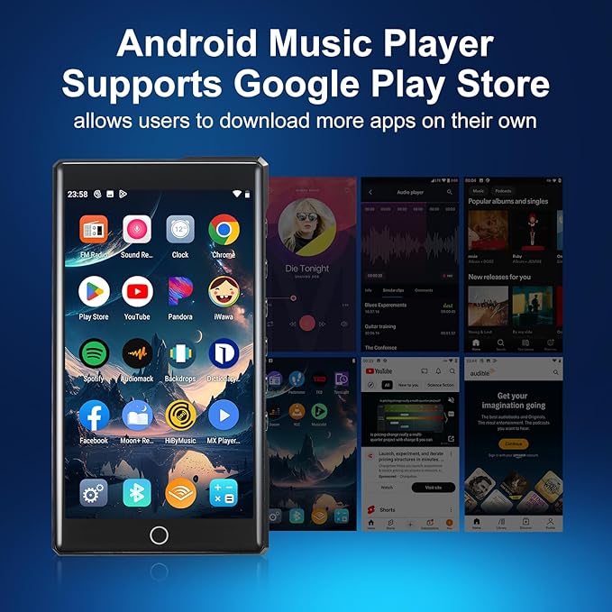 MP3 Player with Bluetooth and WiFi, C4 PRO HiFi MP3 Player 4.3" FHD Zinc Alloy Panel Touch Screen, MP4 Players,Music Player with Spotify,Pandora,Amazon Music(Black,80GB)-StrideForce Fitness