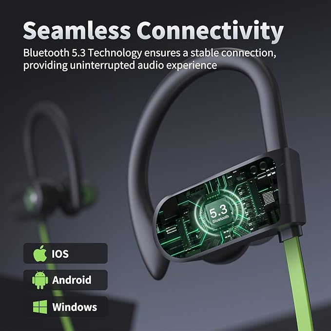 JOYWISE Bluetooth Headphones, Wireless Earbuds IPX7 Waterproof Bluetooth 5.3 Headphones with 16Hrs Playtime Stereo Bass Headsets with Mic Running Headsets with Earhooks for Sports Running Workout-StrideForce Fitness