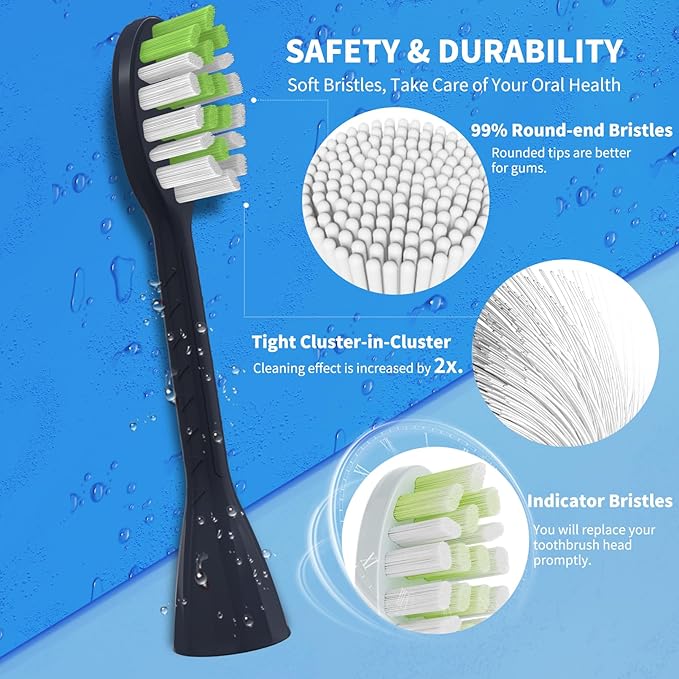 Toothbrush Replacement Heads Compatible with Philips One Series Sonicare Battery Toothbrush HY1100/04 BD1002/AZ, 10 Pack Replacement Heads, Soft Bristles, NavyBlue