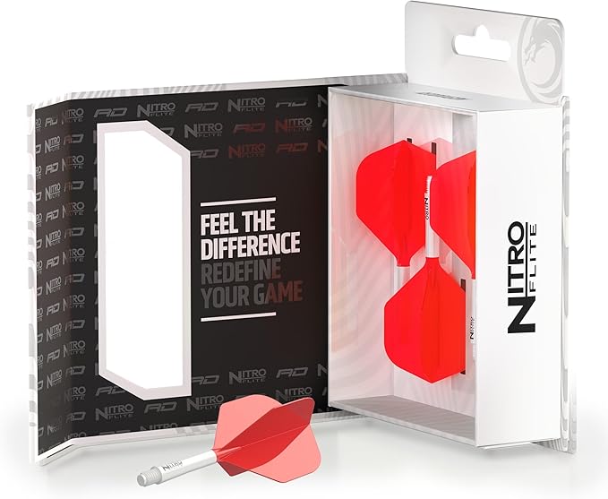 RED DRAGON Darts – Nitro Flite Integrated Flight & Shaft System – No.2 Shape and Design - Available in Short, Intermediate & Medium - Available in Variety of Colours - Professional Darts Accessories-StrideForce Fitness