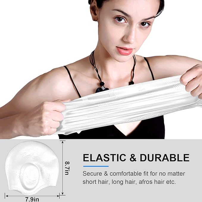 Swimming Cap, Silicone Swim Cap for Women Men, Durable Non-Slip Waterproof Swim Cap Protect Ears, Long Hair for Adults, Older Kids-StrideForce Fitness