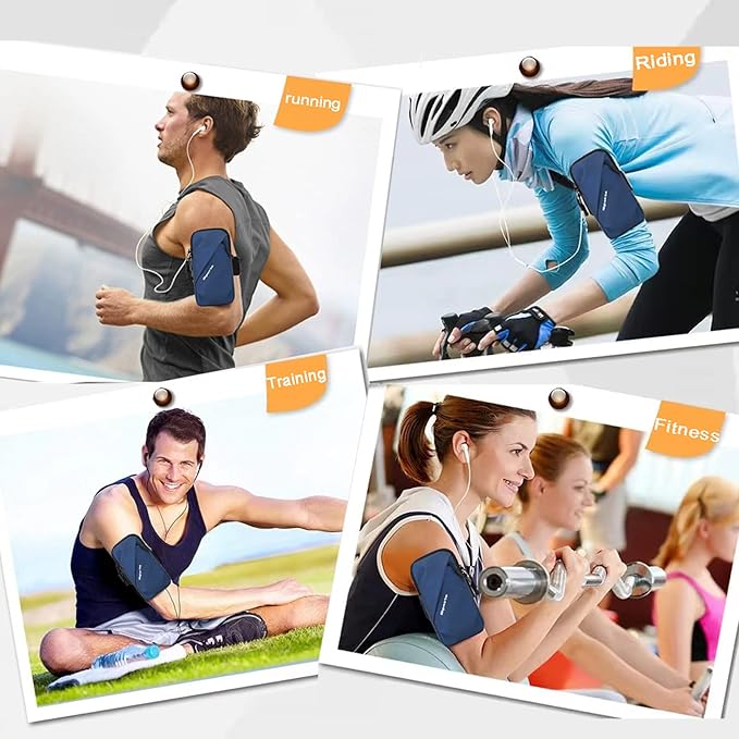 Phone Holder Armband, Small Crossbody Shoulder Holsters Bag with Arm Band, Fits iPhone and Android, Use for Running, Walking, Hiking & Biking (6.7 Inches, Blue)-StrideForce Fitness