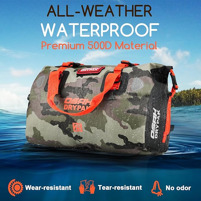 Waterproof Duffel Bag - Motorcycle Dry Bag Tail Bag with Large Storage Space, Waterproof Luggage Duffle Bags with Outer Mesh Zipper Pocket for Camping, Kayaking, Fishing & Traveling-StrideForce Fitness