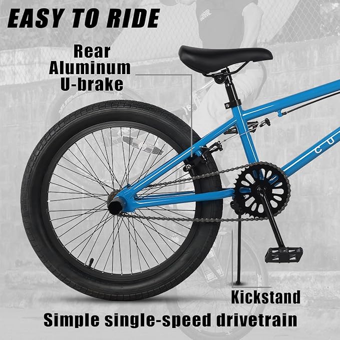 Freestyle BMX Bike, 18 20 Inch Kids Bicycle for 5-13 Years Old Kids and Beginner Level Rider, Multiple Colors-StrideForce Fitness