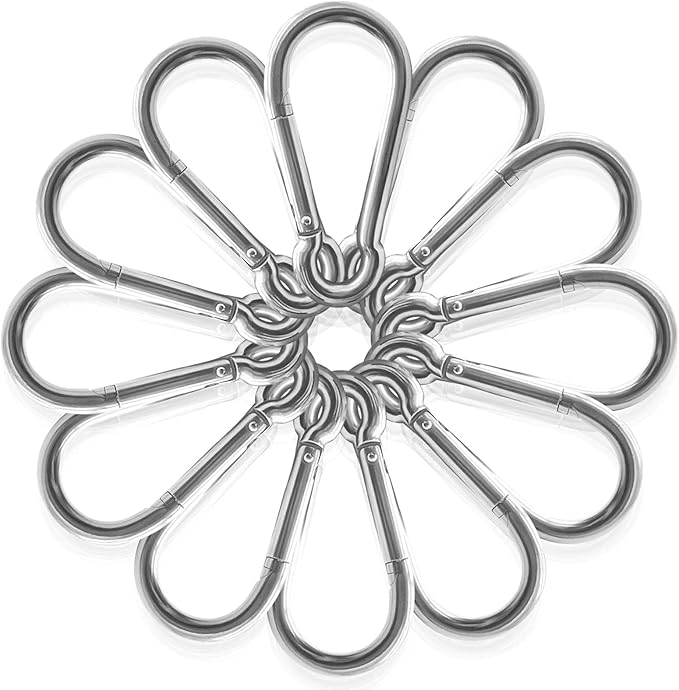 10Pack 5.5 Inch Spring Snap Hooks, Heavy Duty Carabiner Clips for Swing, 12MM 1/2” Quick Chain Link Buckle Clip Keychain Carabiners for Hammock Fitness Gym Boating-1350lbs Capacity-StrideForce Fitness