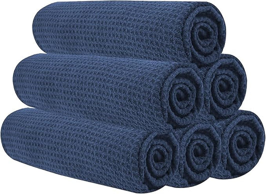 Microfiber Gym Towels for Working Out, Quickly Dry Yoga Towels for Men & Women Tennis, 16 Inch x 27 Inch, 6 Pack, Navy Blue-StrideForce Fitness