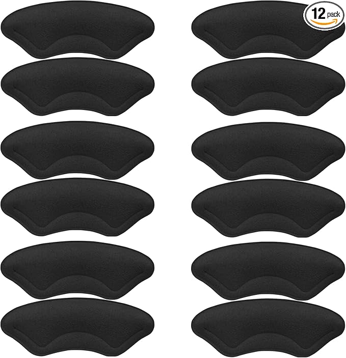 6 Pairs Heel Cushion Pads for Shoes Too Big, Shoe Grips Liners Heel Protectors for Loose Shoes, Heel Pain, Blisters and Rubbing, Anti Slip Shoe Filler Make Shoes Fit Tighter(Black)-StrideForce Fitness