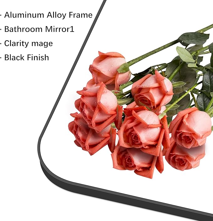 36" x 55"Bathroom Mirror, Matte Black Wall Mirror with Metal Frame, Decorative Rectangular Vanity Mirror for Bedroom Bathroom Living Room Entryway (Horizontal/Vertical)-StrideForce Fitness