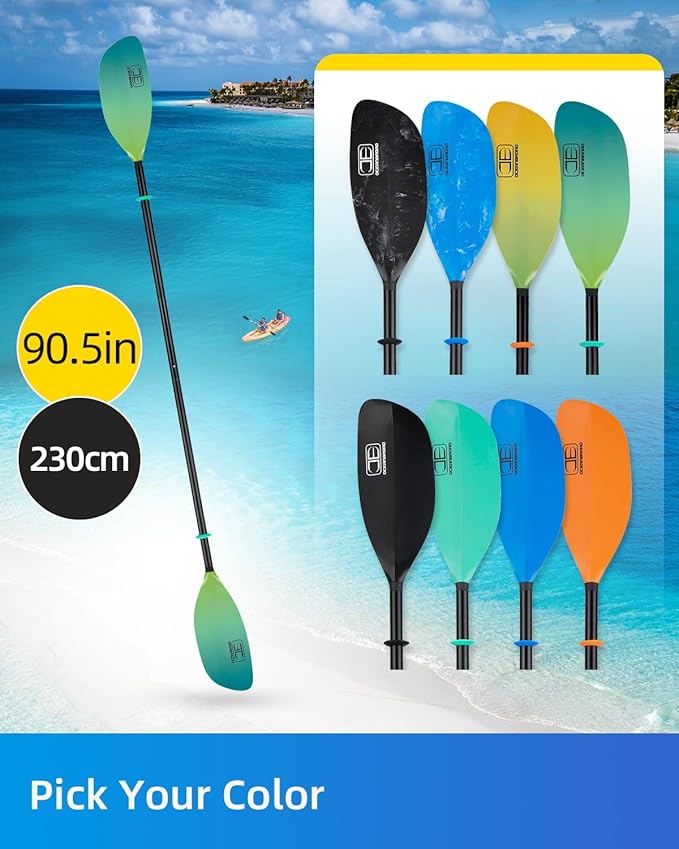 OCEANBROAD Kayak Paddle 86in/218cm, 90.5in/230cm Alloy Shaft 2-Piece Floatable Kayak Oar for Kayaking Canoeing Boating-StrideForce Fitness