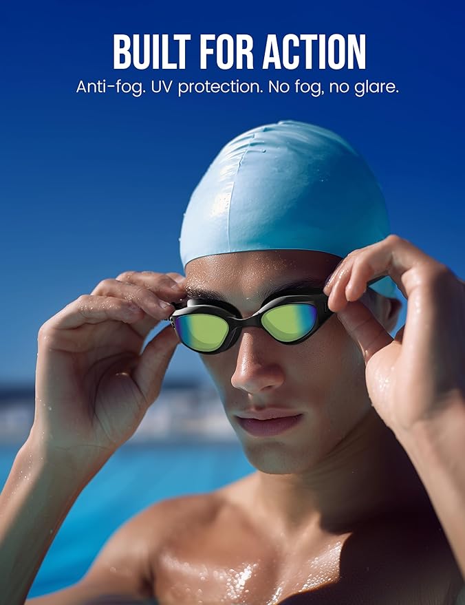 Swimming Goggles, No Leaking Swim Pool Goggles for Adults with Fog-Resistant, UV-Blocking Lenses for Men Women Youth-StrideForce Fitness