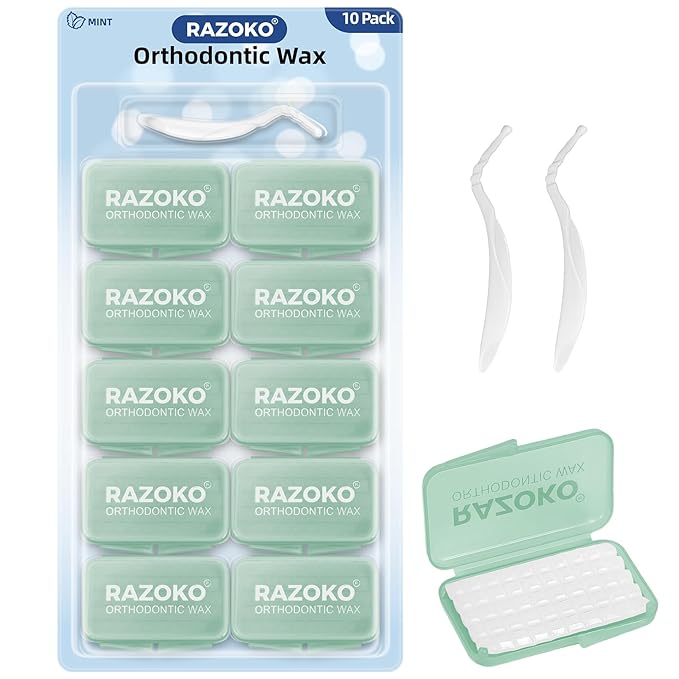 RAZOKO Orthodontic Wax for Braces Aligners Dental Wax Food Grade Orthodontic Wax Strips Precut Wax Dots
