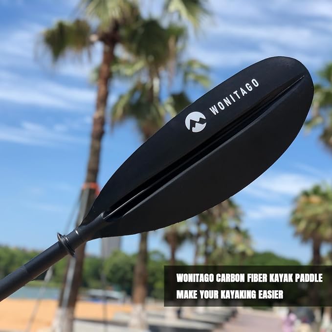 Kayak Paddle Premium Carbon Fiber Paddle with Reinforced PP + Fiberglass Blade, Floating Adjustable Kayaking Oars, 3 Piece, 220-240 cm/86-94 Inches, 240-260 cm/94-102 Inches-StrideForce Fitness