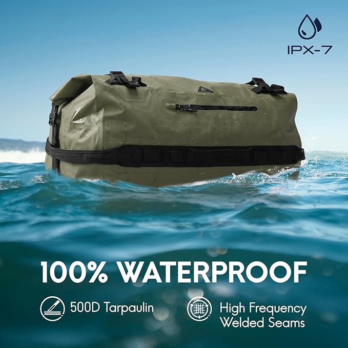 Haimont Large Waterproof Duffel Backpack Roll-Top Heavy Duty Dry Duffle Bag for Boating, Travel, Motorcycle, Kayaking, Camping, 60L-StrideForce Fitness