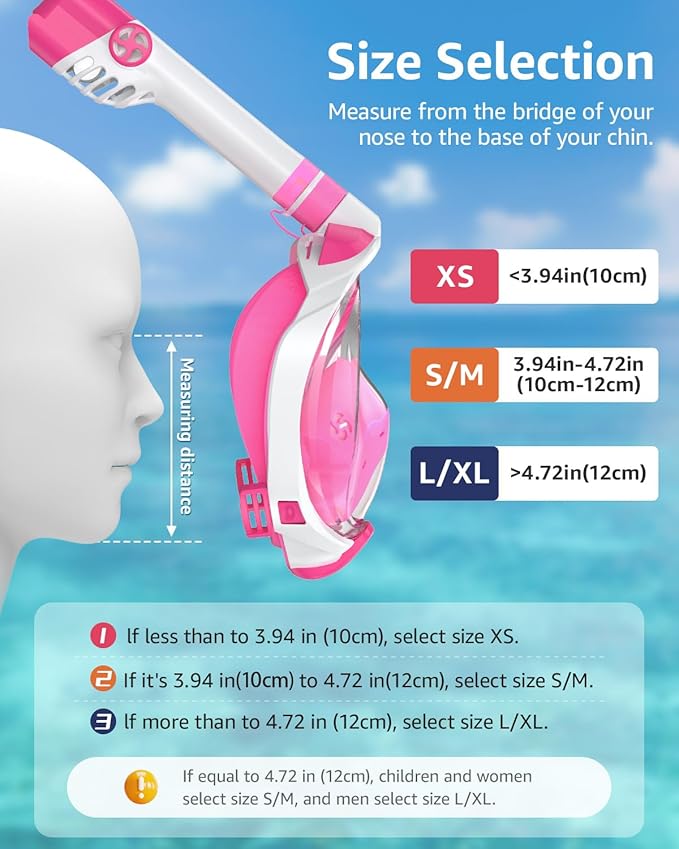 W WSTOO Kids Full Face Snorkel Masks,Suitable for Beginners Dry Top Snorkeling Gear,Can Your Mouth or Nose to Breathe,180 Degrees Panoramic View,Anti-Fog Anti-Leak,Summer Travel and Vacationing Gifts-StrideForce Fitness