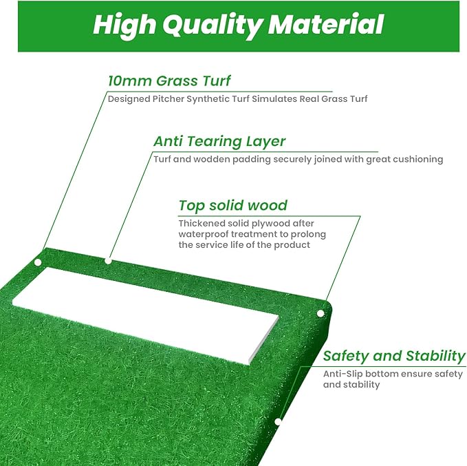 4" Pitching Mound, Baseball Pitcher's Mound with Carry Handle and Regulation Pitching Rubber, Baseball Pitching Training Equipment 30x30x4 Inch for Indoor and Outdoor-StrideForce Fitness