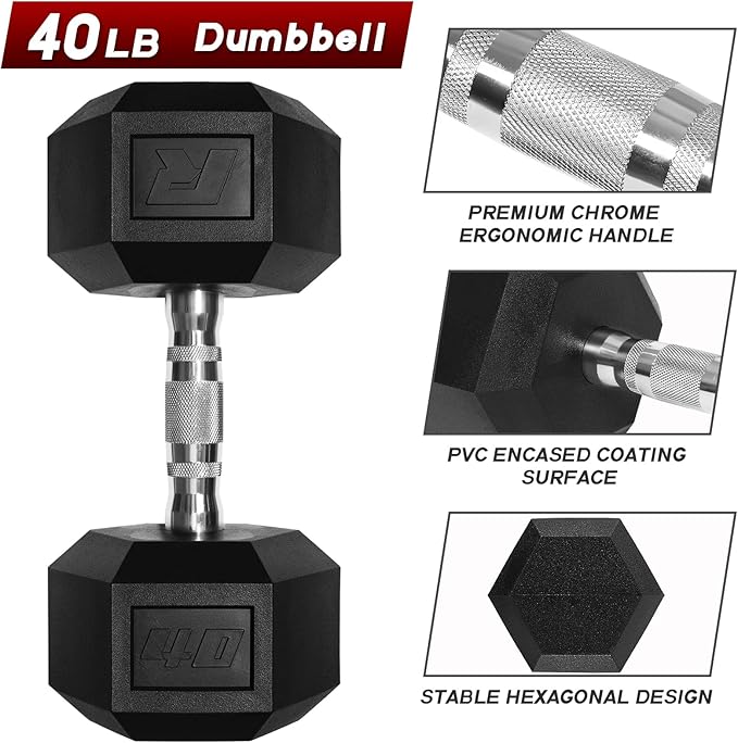 RitFit 5-650 LBS PVC Encased Hex Dumbbell Sets with Optional Rack for Home Gym, Hand weight with Chrome Handle for Strength Training, Workouts-StrideForce Fitness